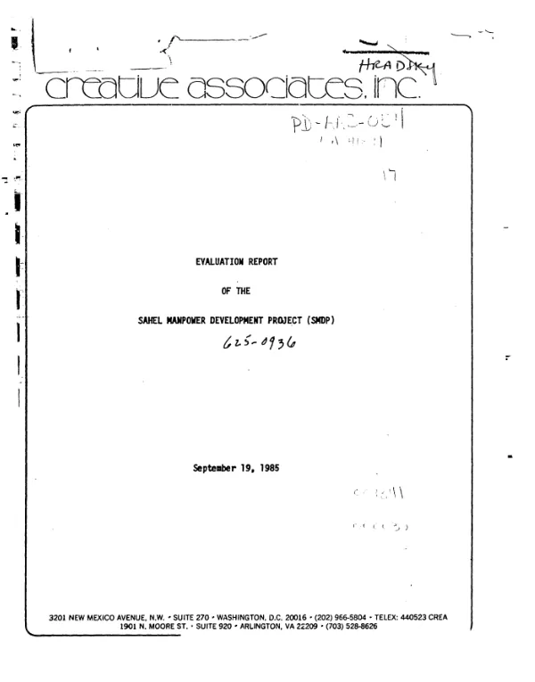 Evaluation report of the Sahel manpower development project (SMDP)