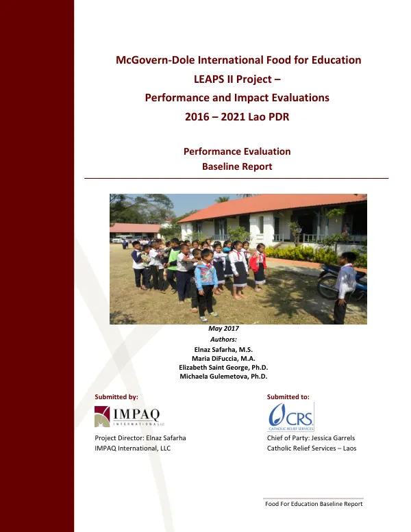 McGovern-Dole international food for education FY 2016 LEAPS II project in Lao PDR baseline evaluation