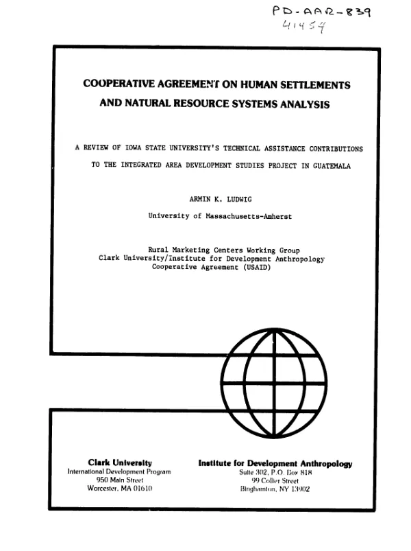 Review of Iowa State University's technical assistance contributions to the integrated area development studies project in Guatemala