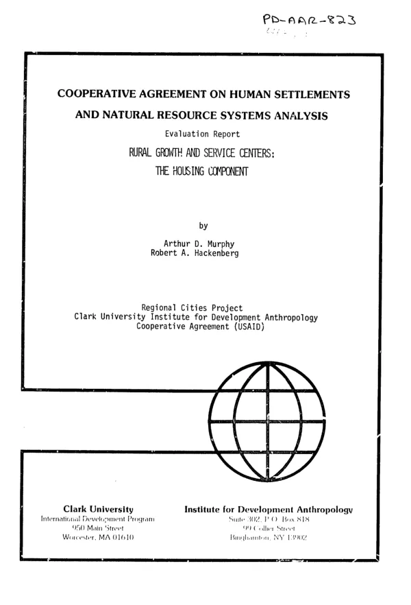 Evaluation report, rural growth and service centers : the housing component