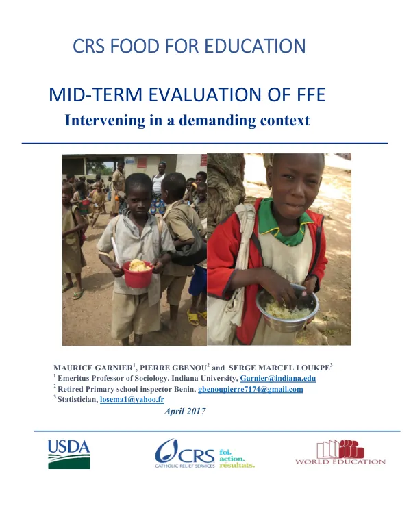 Midterm evaluation for FY 2014 McGovern-Dole food for education project in Benin - intervening in a demanding context