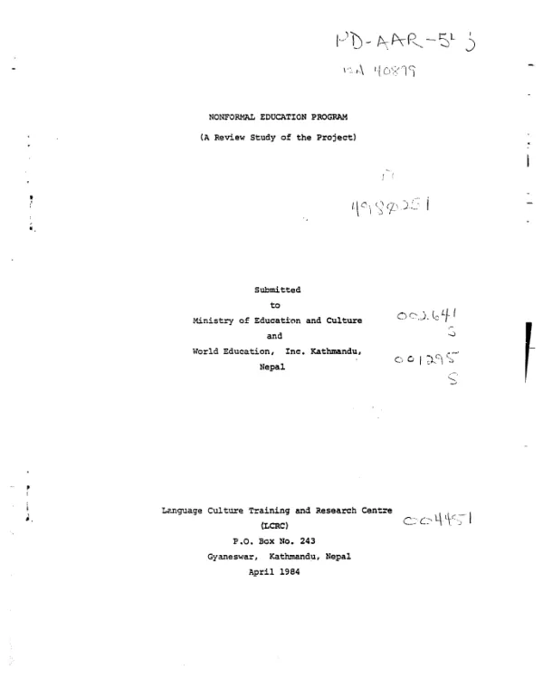 Nonformal education program (a review study of the project)