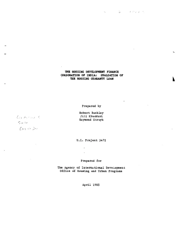 Housing Development Finance Corporation of India : evaluation of the housing guaranty loan