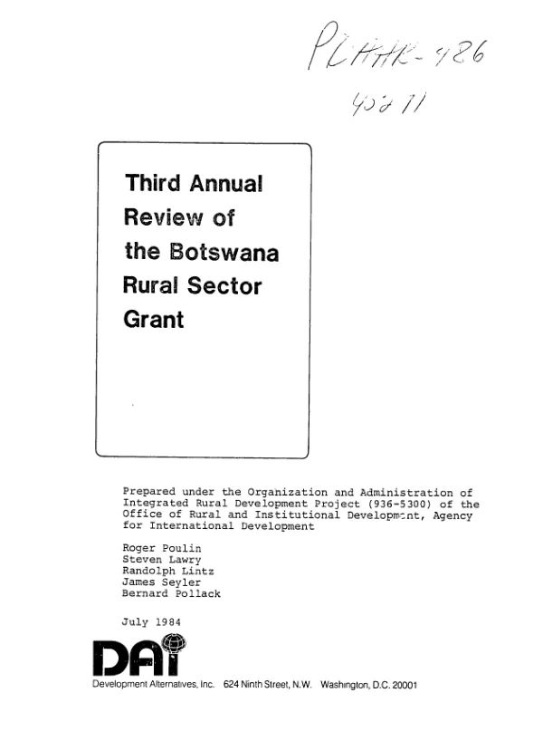 Third annual review of the Botswana rural sector grant