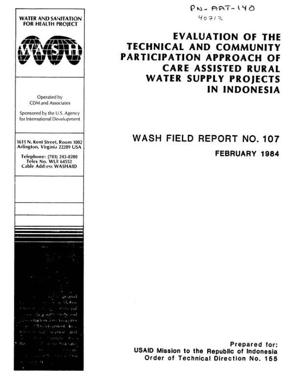 Evaluation of the technical and community participation approach of CARE assisted rural water supply projects in Indonesia