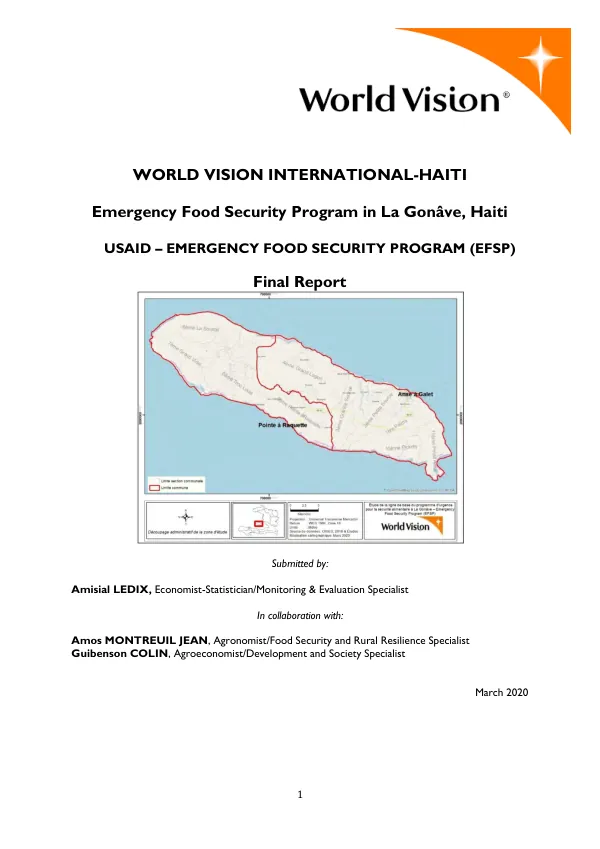 Emergency food security program in La Gonave, Haiti : USAID - emergency food security program (EFSP) : final report [baseline]