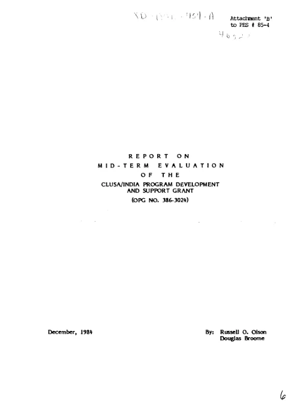 Report on mid-term evaluation of the CLUSA/India program development and support grant (OPG no. 386-3024)
