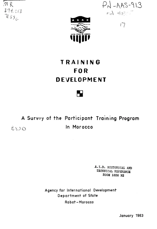 Evaluation of the Agency for International Development participant training program in Morocco