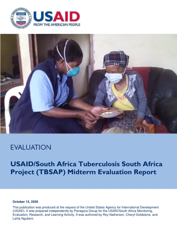 USAID/South Africa tuberculosis South Africa project (TBSAP) : midterm evaluation report