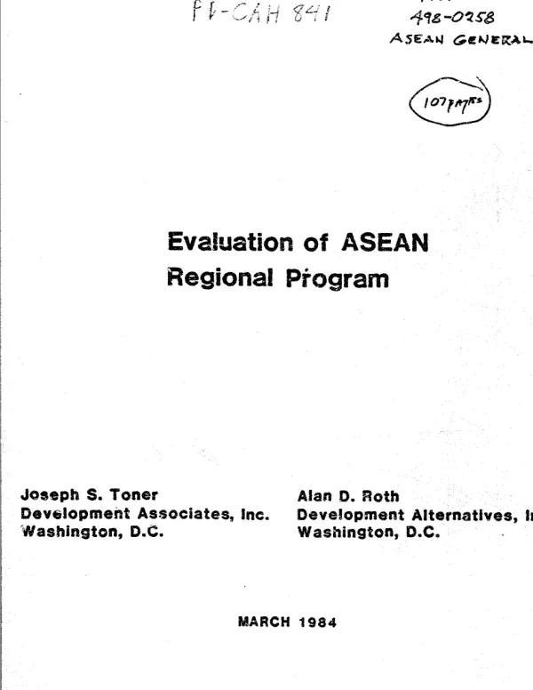 Evaluation of ASEAN regional program