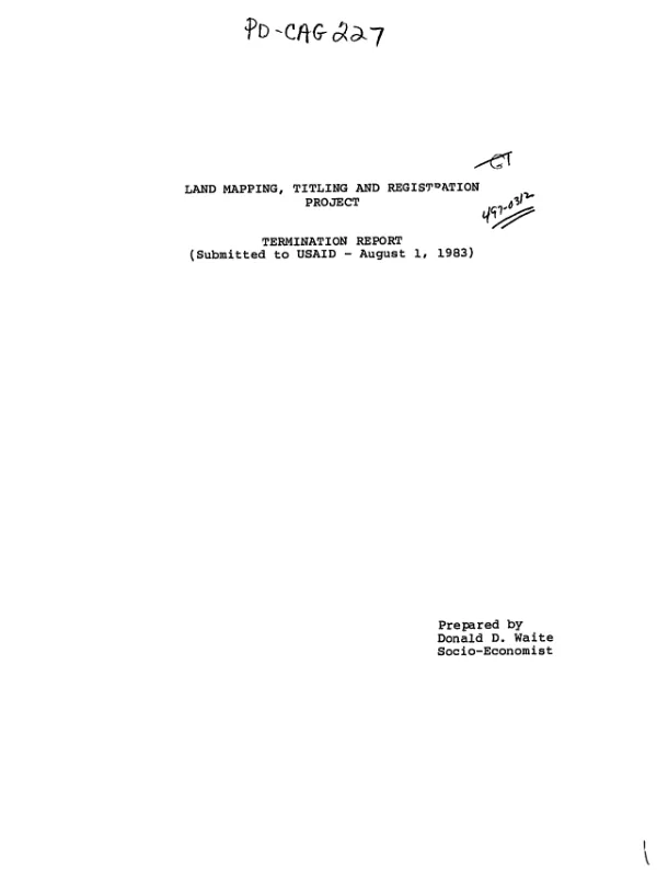 Land mapping, titling and registration project : termination report