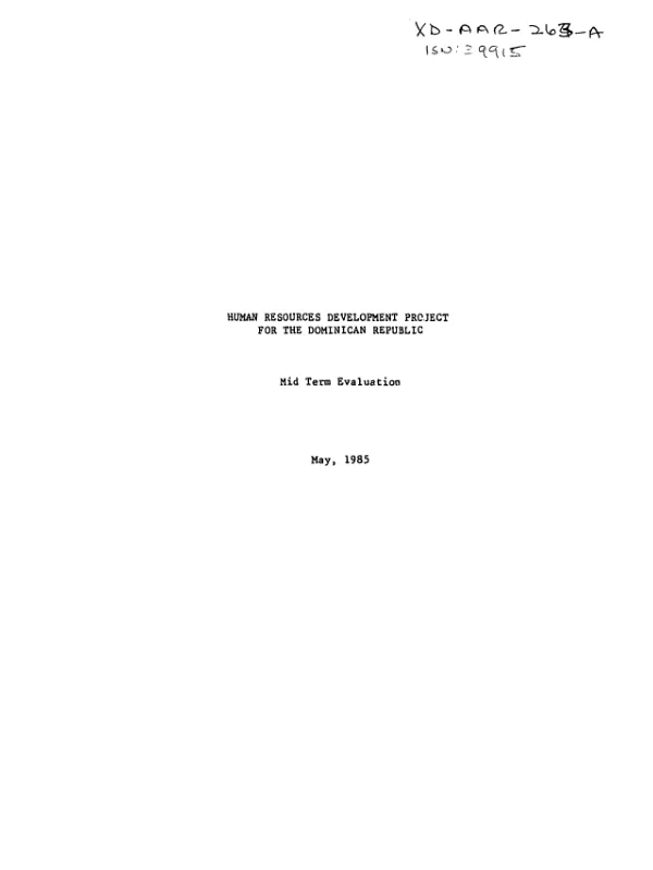 Human resources development project for the Dominican Republic : mid-term evaluation
