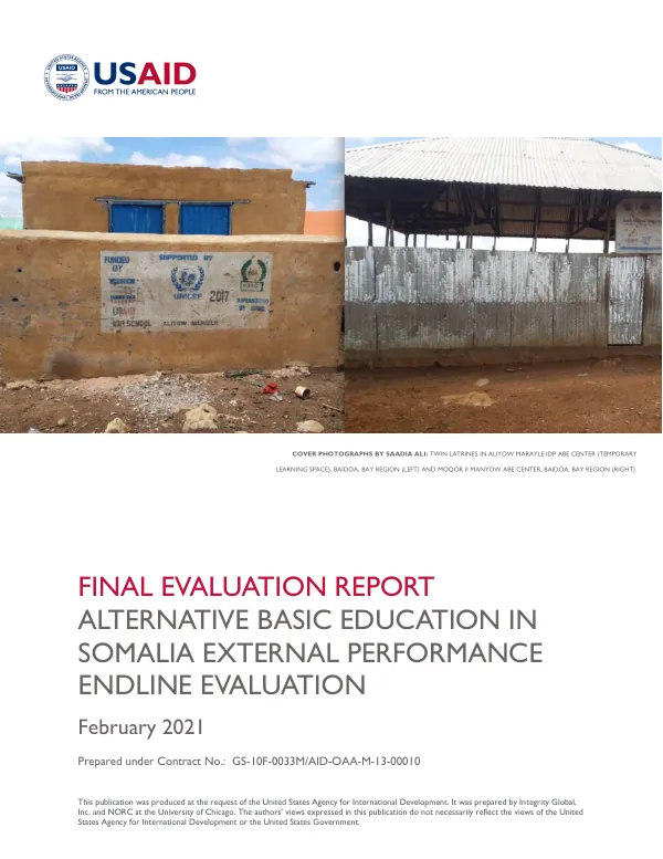 Final evaluation report : alternative basic education in Somalia external performance endline evaluation