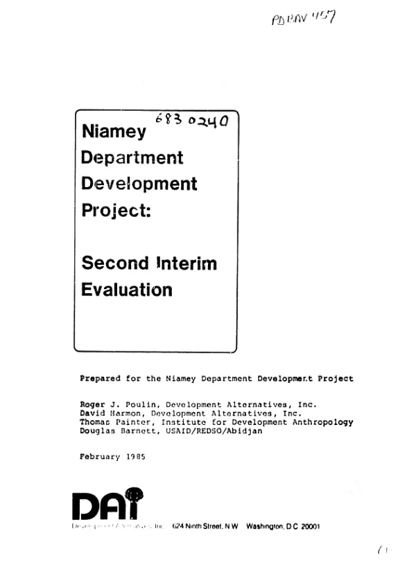 Niamey department development project : second interim evaluation