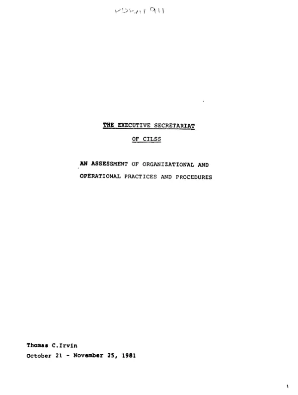 Executive secretariat of CILSS : an assessment of organizational and operational practices and procedures