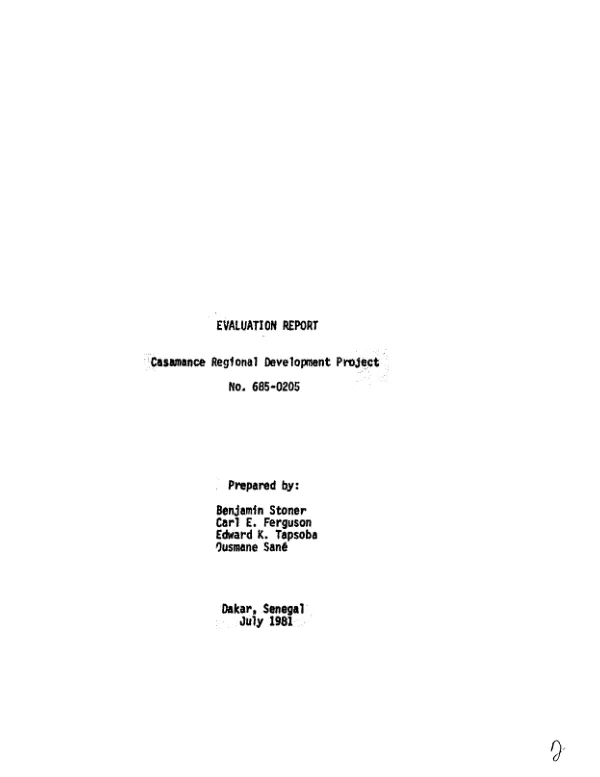 Evaluation report : Casamance regional development project, no. 685-0205