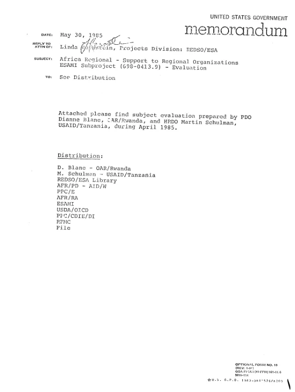 Eastern and Southern African Management Institute (ESAMI) : evaluation