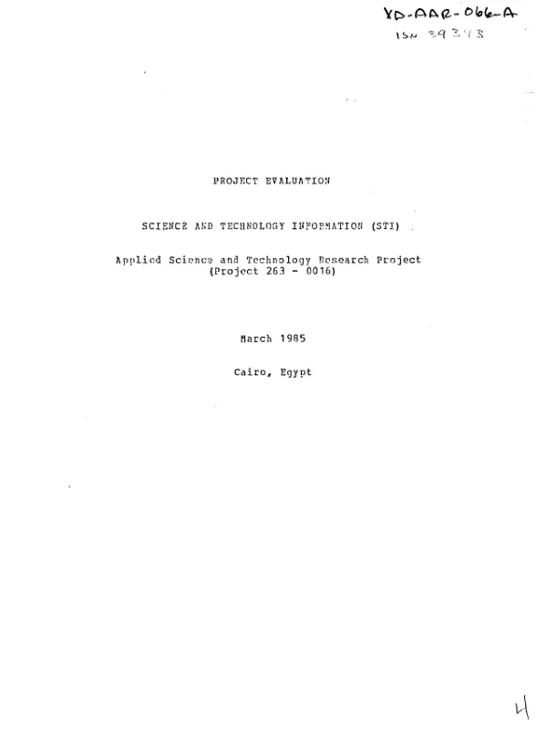 Project evaluation : science and technology information (STI); applied science and technology research project (project 263-0016)