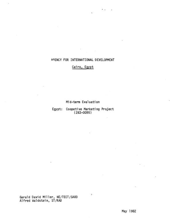 Mid-term evaluation; Egypt : cooperative marketing project