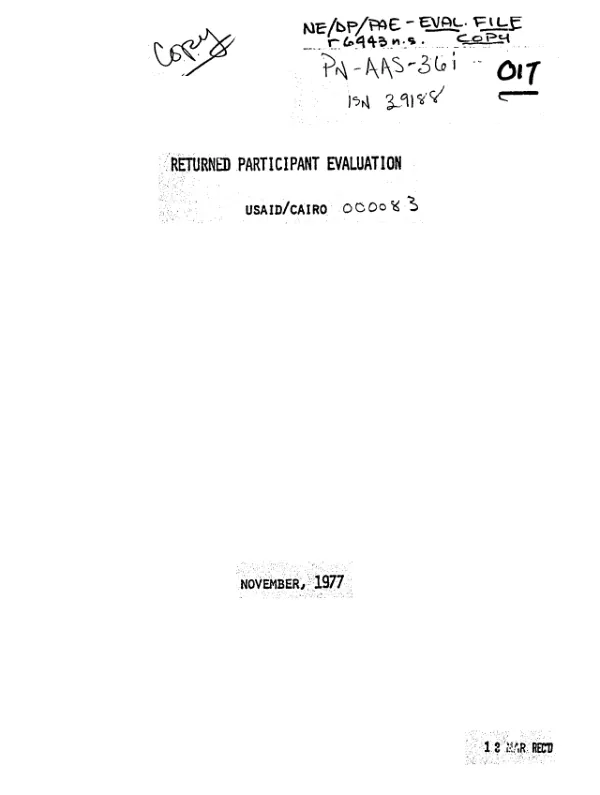 Returned participant evaluation