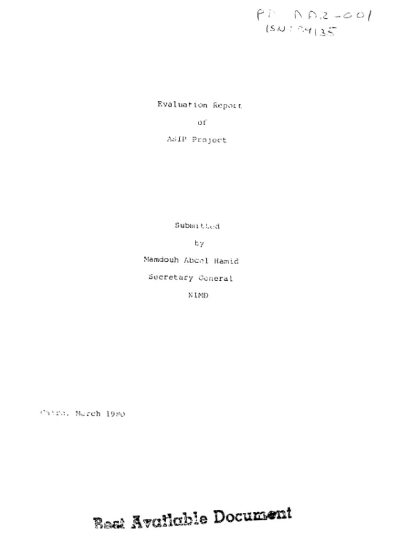 Evaluation report of ASIP project