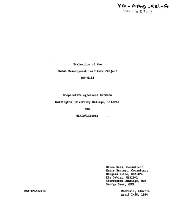Evaluation of the Rural Development Institute project