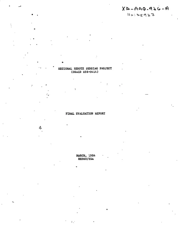 Regional remote sensing project (USAID 698-0414) : final evaluation report