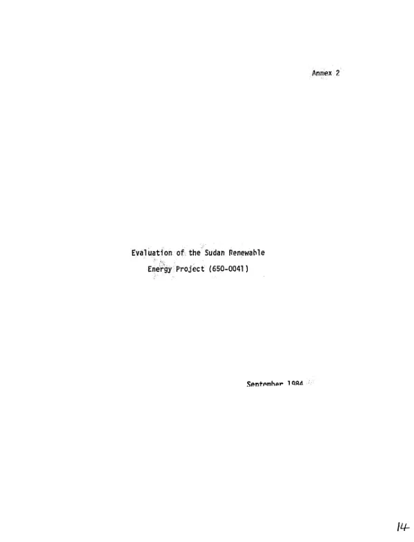 Evaluation of the Sudan renewable energy project
