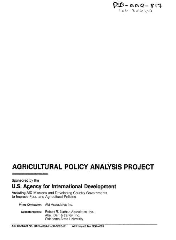 Evaluation of agricultural policy and planning projects in Africa, Asia, and the Near East