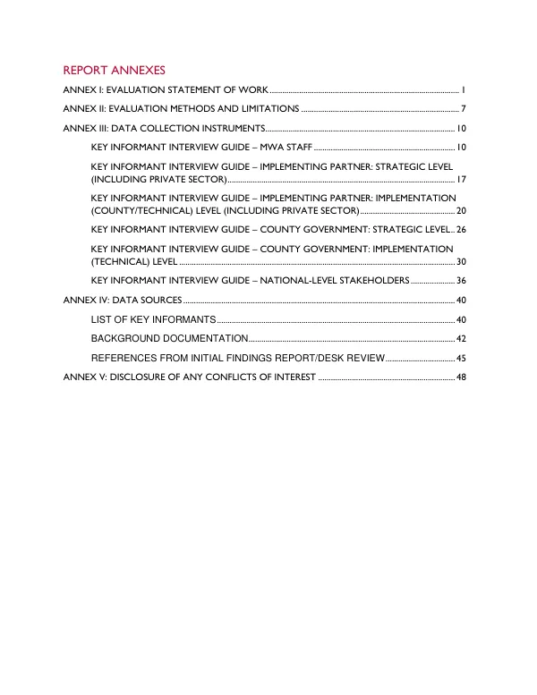 Kenya RAPID End-Term Performance Evaluation Report Annexes
