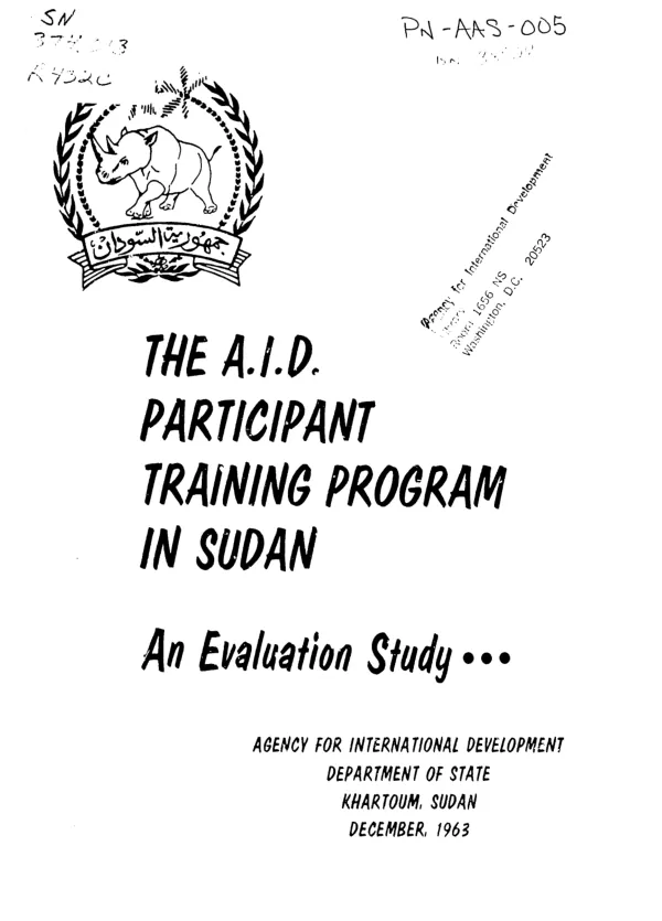 Evaluation study of the Agency for International Development participant training program in Sudan