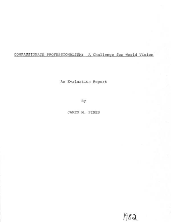 Compassionate professionalism : a challenge for World Vision, an evaluation report