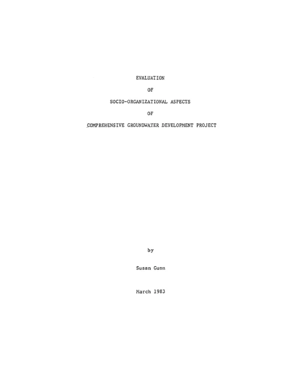 Evaluation of socio-organizational aspects of comprehensive groundwater development project