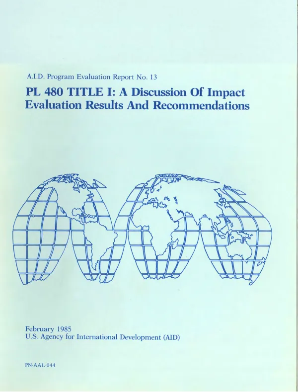 PL-480 Title I : a discussion of impact evaluation results and recommendations