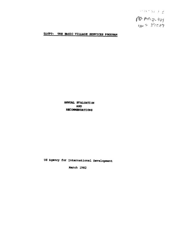 Egypt : the basic village services program, annual evaluation and recommendations