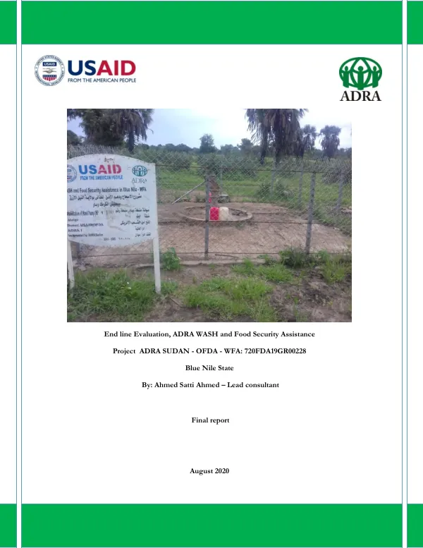 End line evaluation, ADRA WASH and food security assistance project