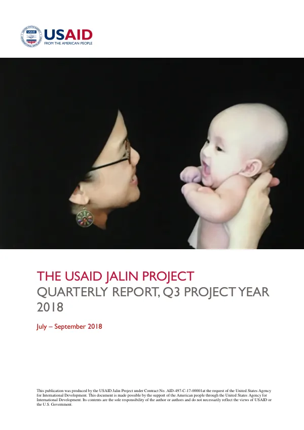 The USAID Jalin Project - Quarterly Report, Q3 Project Year 2018