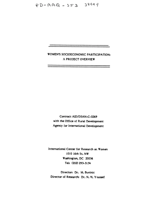 Women's socioeconomic participation : a project overview