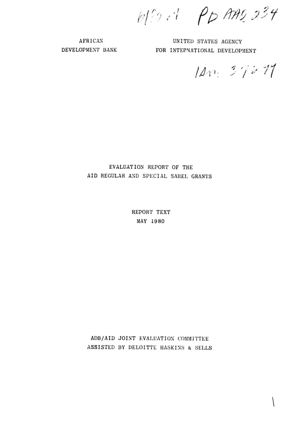 Evaluation report of the AID regular and special Sahel grants : report text