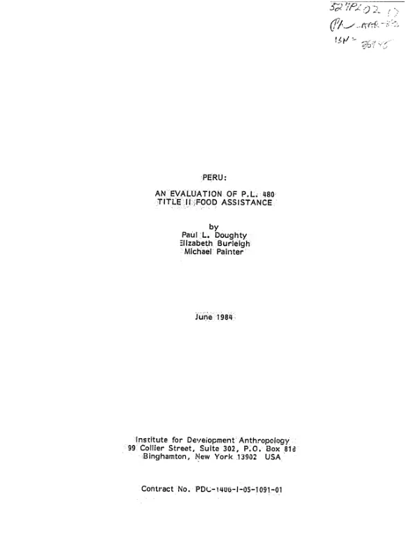 Peru : an evaluation of PL-480 Title II food assistance