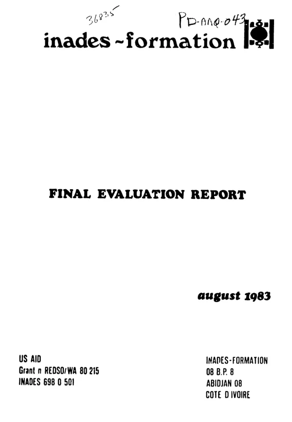 Inades - formation : final evaluation report