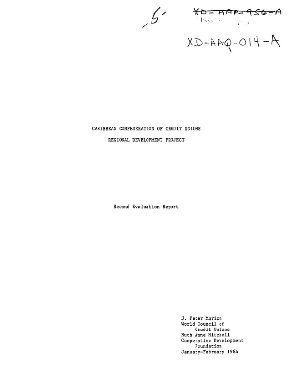 Caribbean confederation of credit unions regional development project : second evaluation report