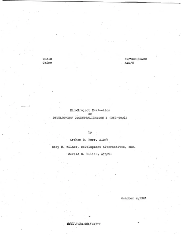 Mid-project evaluation of development decentralization I