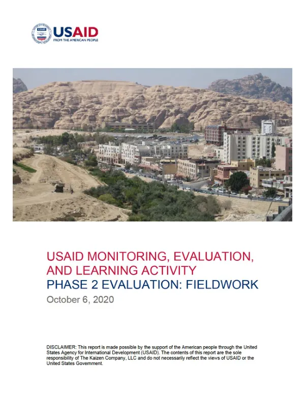 USAID monitoring, evaluation, and learning activity : phase 2 evaluation : fieldwork [Jordan]