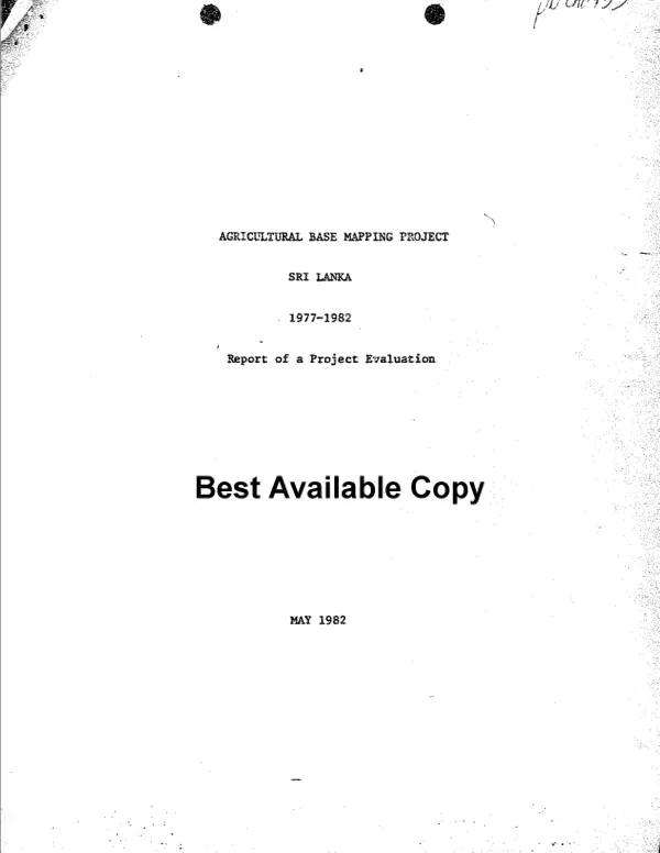 Agricultural base mapping project; Sri Lanka, 1977-1982 : report of a project evaluation