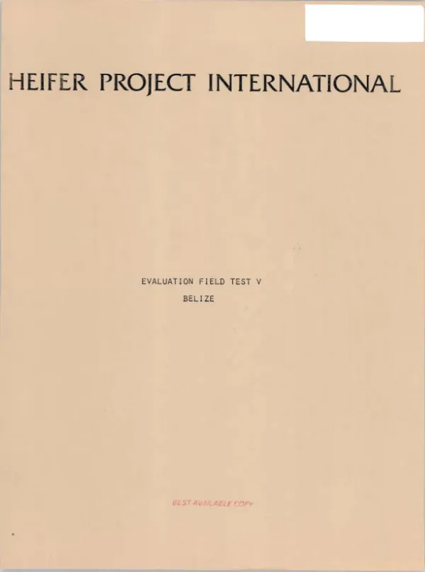 Evaluation of the H.P.I. program in Belize