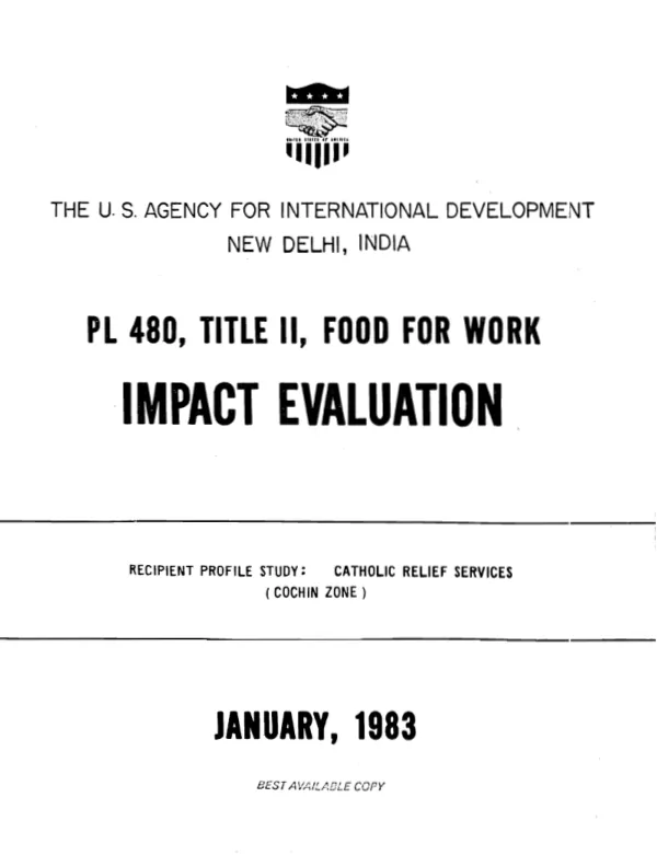 PL-480, Title II, Food for Work impact evaluation : recipient profile study; Catholic Relief Services (Cochin Zone)
