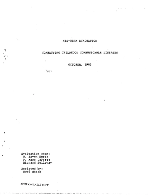 Mid-term evaluation : combatting childhood communicable diseases