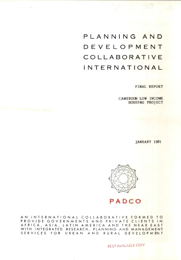 Final report : Cameroon low income housing project