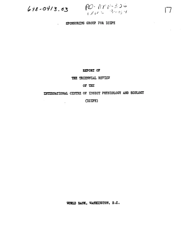 Report of the review team for the first triennial review of the International Centre of Insect Physiology and Ecology (ICIPE)